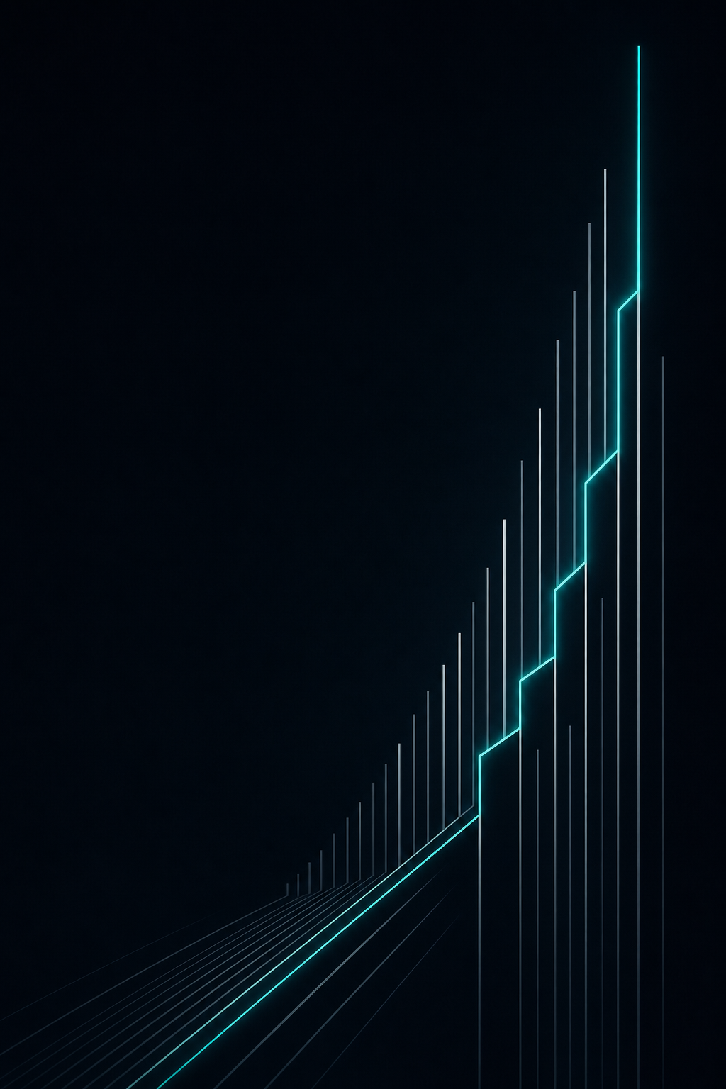 Abstract geometric lines ascending in a stepped path, evoking structured growth and scale